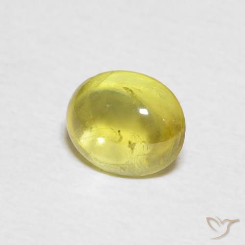 Sphène Jaune cybernétique naturelle ovale, 0.89 ct, Transparent