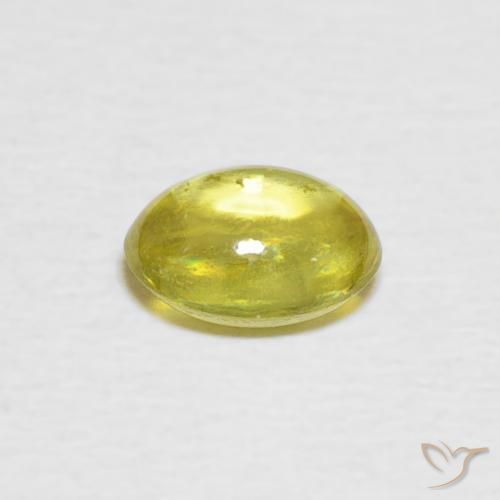 Sphène Jaune cybernétique naturelle ovale, 0.89 ct, Transparent
