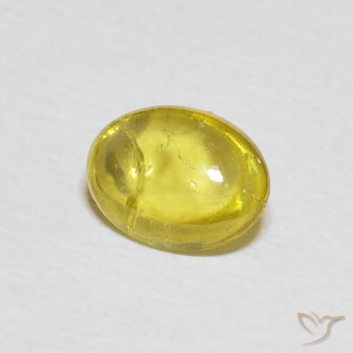 Sphène Jaune miel léger naturelle ovale, 1.34 ct, Transparent