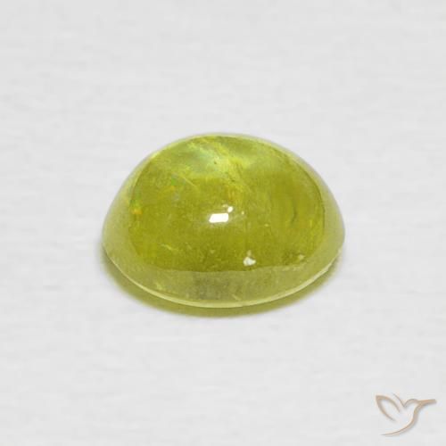 Sphène Jaune citron léger naturelle ovale, 1.18 ct, Transparent