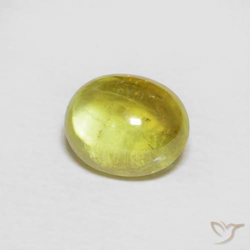 Sphène Jaune verdâtre naturelle ovale, 1.58 ct, Transparent