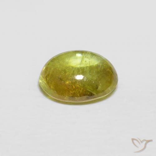 Sphène Jaune verdâtre naturelle ovale, 1.58 ct, Transparent