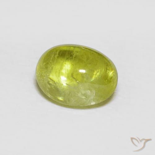 Sphène Vert chaud et terreux naturelle ovale, 1.59 ct, Transparent