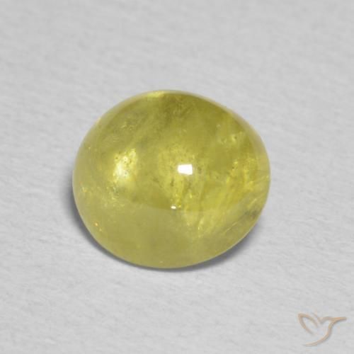 Sphène Brun vert doré naturelle ovale, 1.62 ct, Transparent