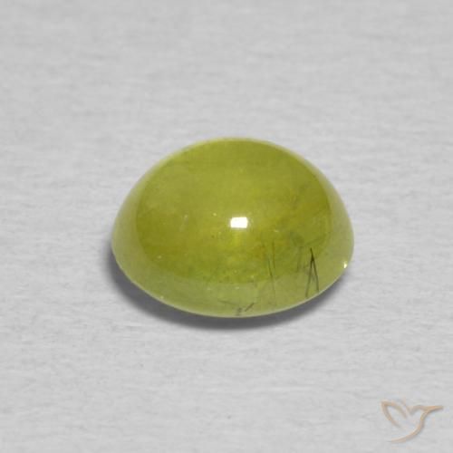 Sphène Vert jaunâtre naturelle ovale, 1.27 ct, Transparent
