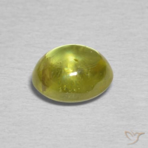 Sphène Vert jaunâtre naturelle ovale, 1.17 ct, Transparent