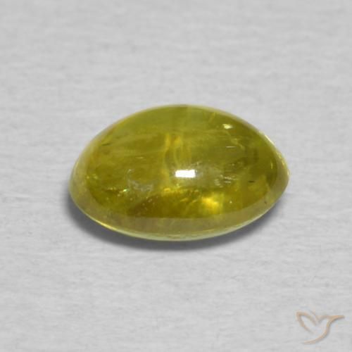 Sphène Vert chaud et terreux naturelle ovale, 0.87 ct, Transparent
