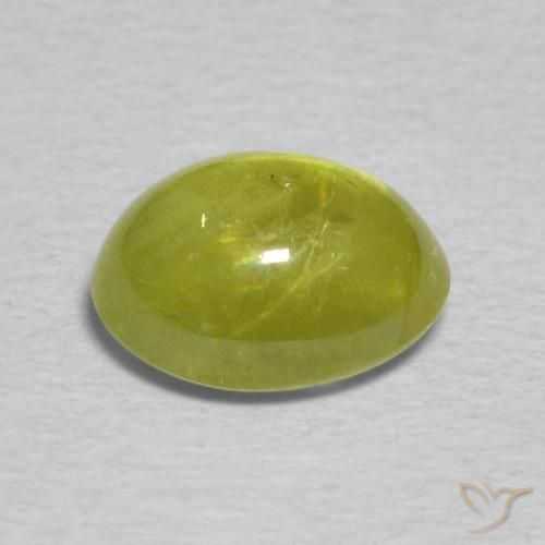 Sphène Vert jaunâtre naturelle ovale, 1.63 ct, Transparent