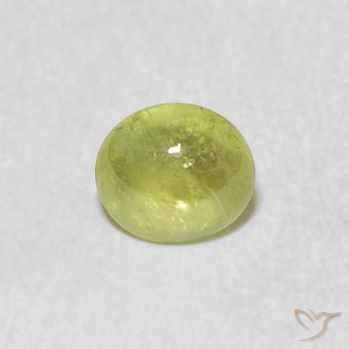 0.91ct Naturel Vert citron Sphène, ovale, Transparent