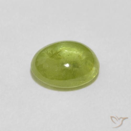 Sphène Olive verte naturelle ovale, 1.57 ct, Transparent