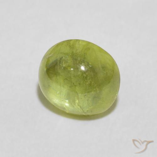 Sphène Vert jaunâtre naturelle ovale, 1.17 ct, Transparent