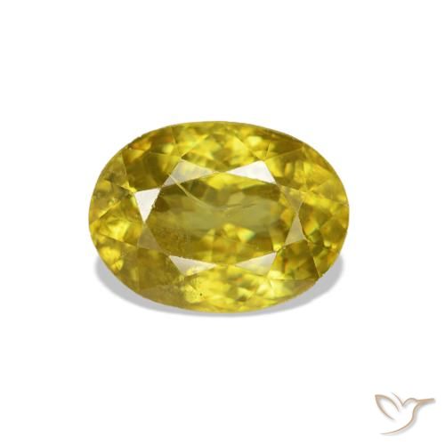 Sphène Jaune moyen naturelle ovale, 1.32 ct, VS-SI