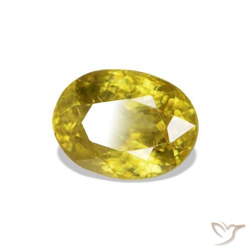 Sphène Jaune moyen naturelle ovale, 1.32 ct, VS-SI