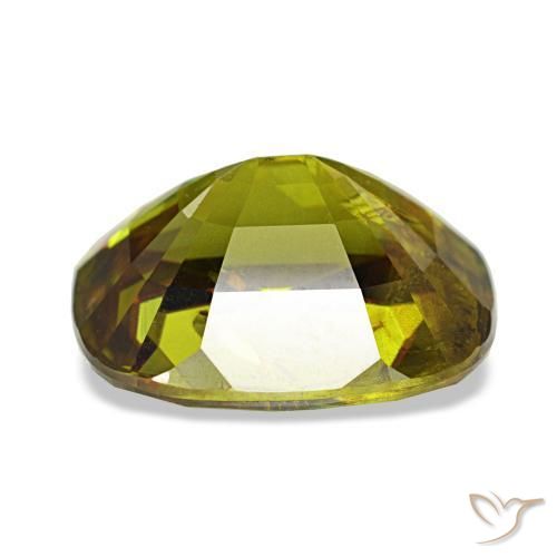 Sphène vert naturelle coupe coussin, 4,31 ct, VS