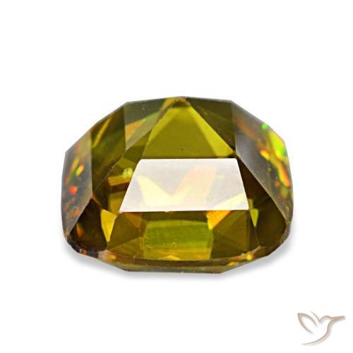 Sphène doré naturelle coupe coussin, 1,97 ct, VVS-VS