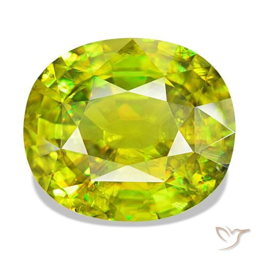 Sphène vert de 13,27 ct, ovale, VS