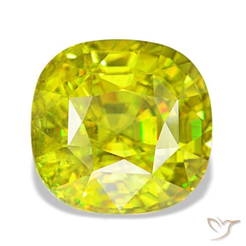 Sphène vert de 4,65 ct, coussin, VS