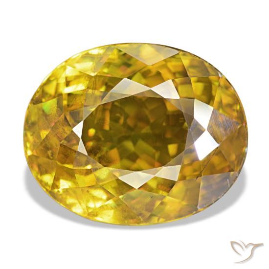Sphène doré de 7,19 ct, ovale, VS