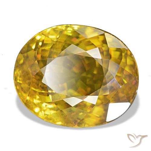 Sphène doré naturelle coupe ovale, 7,19 ct, VS
