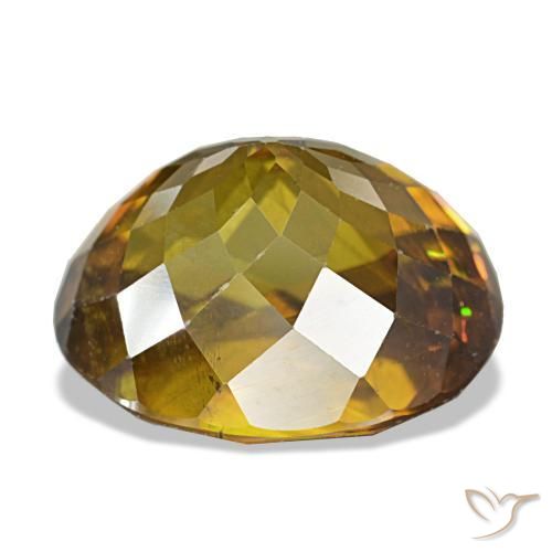 Sphène doré naturelle coupe ovale, 7,19 ct, VS