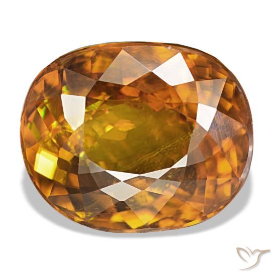 Sphène orange de 7,40 ct, ovale, VS
