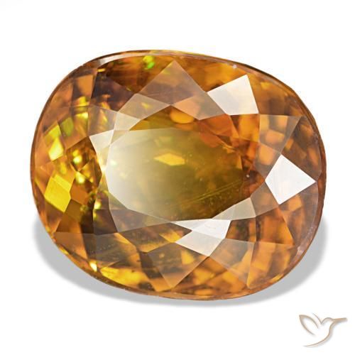 Sphène orange naturelle coupe ovale, 7,40 ct, VS