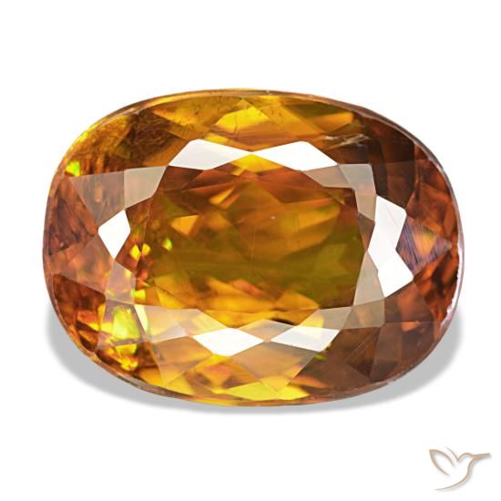 Sphène orange naturelle coupe ovale, 6,02 ct, VS