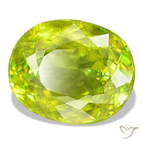 Sphène vert naturelle coupe ovale, 9,05 ct, VS