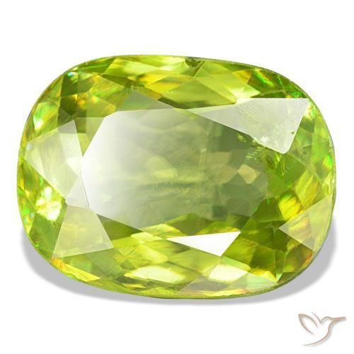 Sphène vert naturelle coupe coussin, 8,07 ct, VS