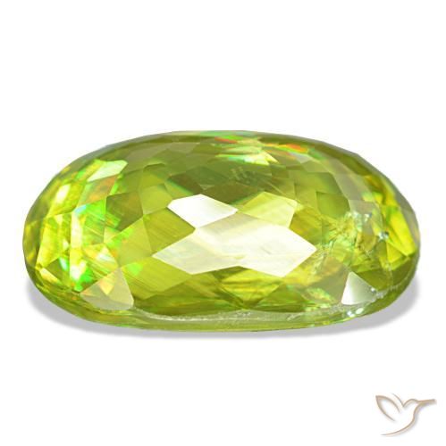 Sphène vert naturelle coupe coussin, 8,07 ct, VS