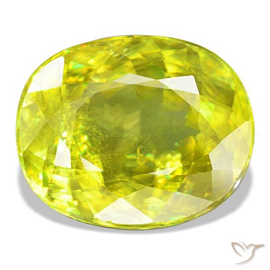 Sphène vert de 8,11 ct, ovale, VS