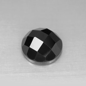 Spinelle noir naturelle coupe roude, 5,03 ct, opaque