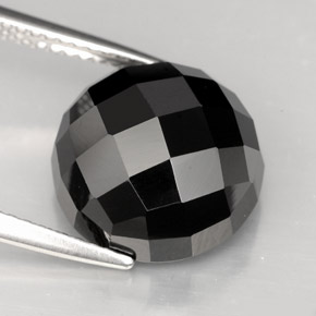 Spinelle noir naturelle coupe roude, 9,14 ct, opaque
