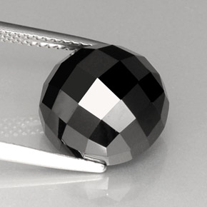 Spinelle noir naturelle coupe roude, 8,90 ct, opaque