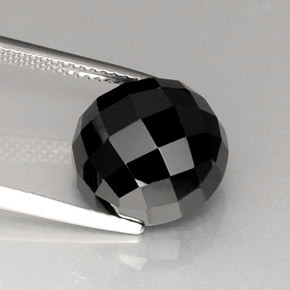 Spinelle noir naturelle coupe roude, 9,46 ct, opaque