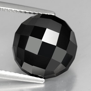 Spinelle noir naturelle coupe roude, 8,76 ct, opaque