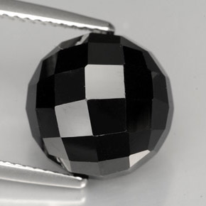 Spinelle noir naturelle coupe roude, 9,09 ct, opaque