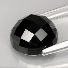 Spinelle noir naturelle coupe roude, 9,09 ct, opaque