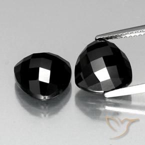 9,42 ct Black Spinelle, 10,1 x 9,8 mm Trillion Rose Cut De Thaïlande, Photo A