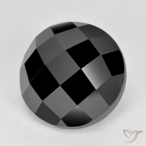 Spinelle noir naturelle coupe roude, 6,87 ct, opaque