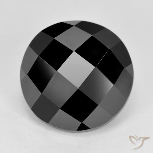 Spinelle noir naturelle coupe roude, 6,87 ct, opaque