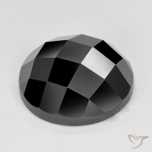 Spinelle noir naturelle coupe roude, 6,87 ct, opaque