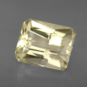 Spodumène jaune naturelle taille émeraude, 5,90 ct, VS