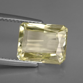 Spodumène jaune naturelle taille émeraude, 5,33 ct, VS