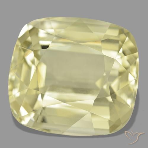 Spodumène jaune naturelle coupe coussin, 38,30 ct, VVS