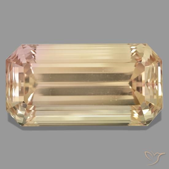 Spodumène orange naturelle taille émeraude, 244,05 ct, VVS