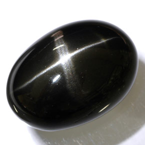 Diopside étoilé noir naturelle coupe ovale, 48,47 ct, opaque