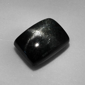 Diopside étoilé noir naturelle baguette, 1,87 ct, opaque