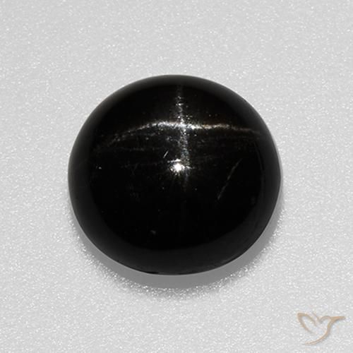 Diopside étoilé noir naturelle coupe roude, 3,24 ct, opaque