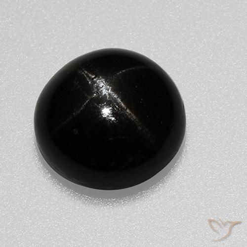Diopside étoilé noir naturelle coupe roude, 3,24 ct, opaque